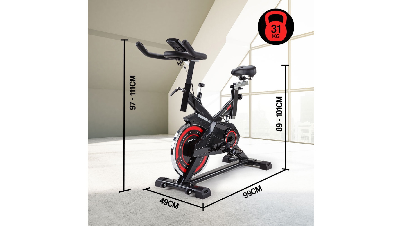 PROFLEX Commercial Spin Bike Flywheel Red Harvey Norman