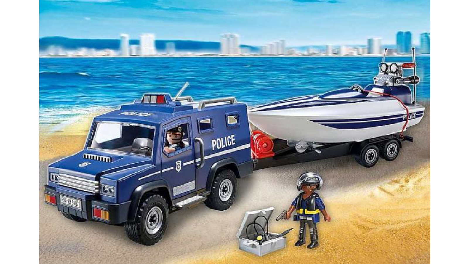 Playmobil Police Truck with Speedboat Playset Harvey Norman