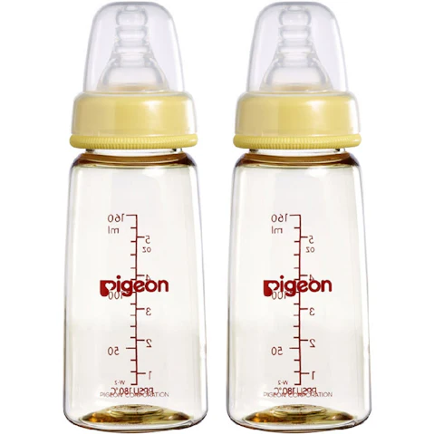 Pigeon 2 Packs Flexible 160ml S Round Hole PPSU Nursing Feeding Bottle for Child 0 Months+