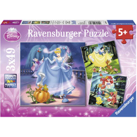 Ravensburger 3x49-Piece Disney SnowWhite Cinderella Ariel