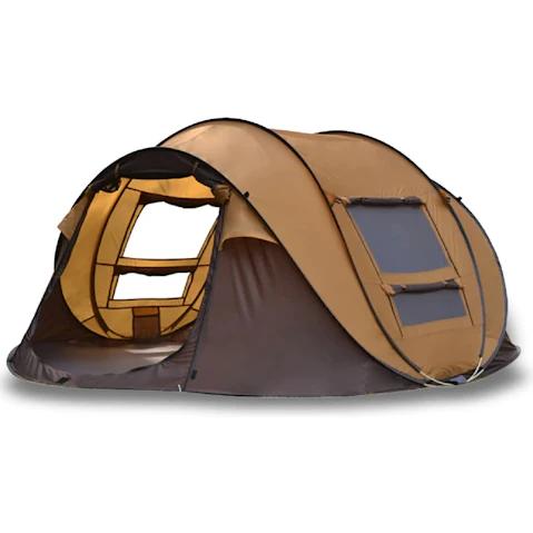 Bargene Waterproof 6 Person Pop up Instant Camping Tent - Brown