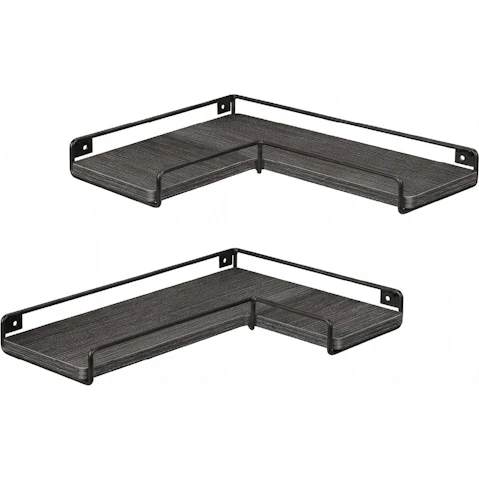 Levede 2 Piece of Corner Floating Shelf - Black
