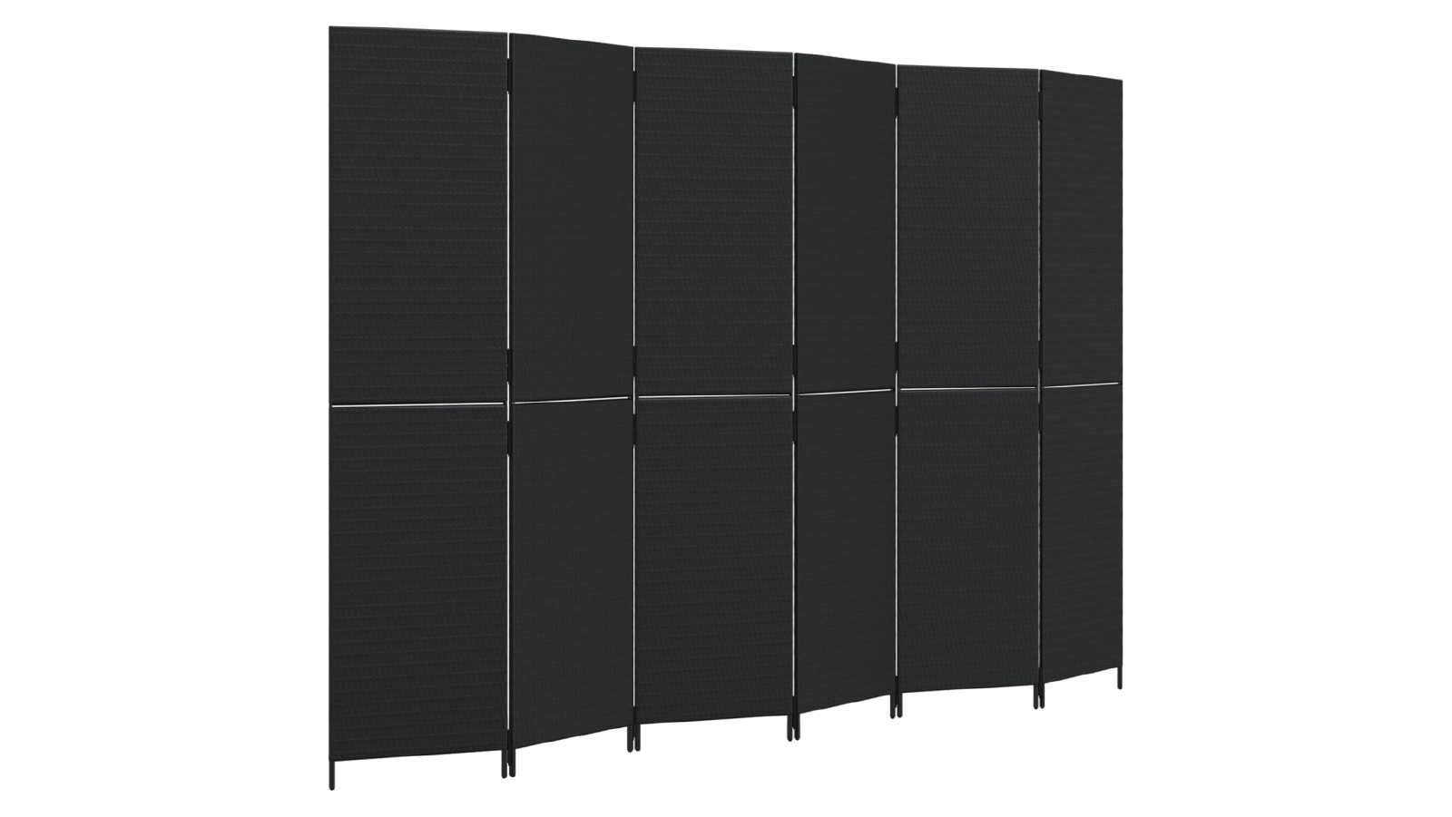 VidaXL 6 Panels Poly Rattan Room Divider - Black 
