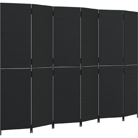 VidaXL 6 Panels Poly Rattan Room Divider - Black
