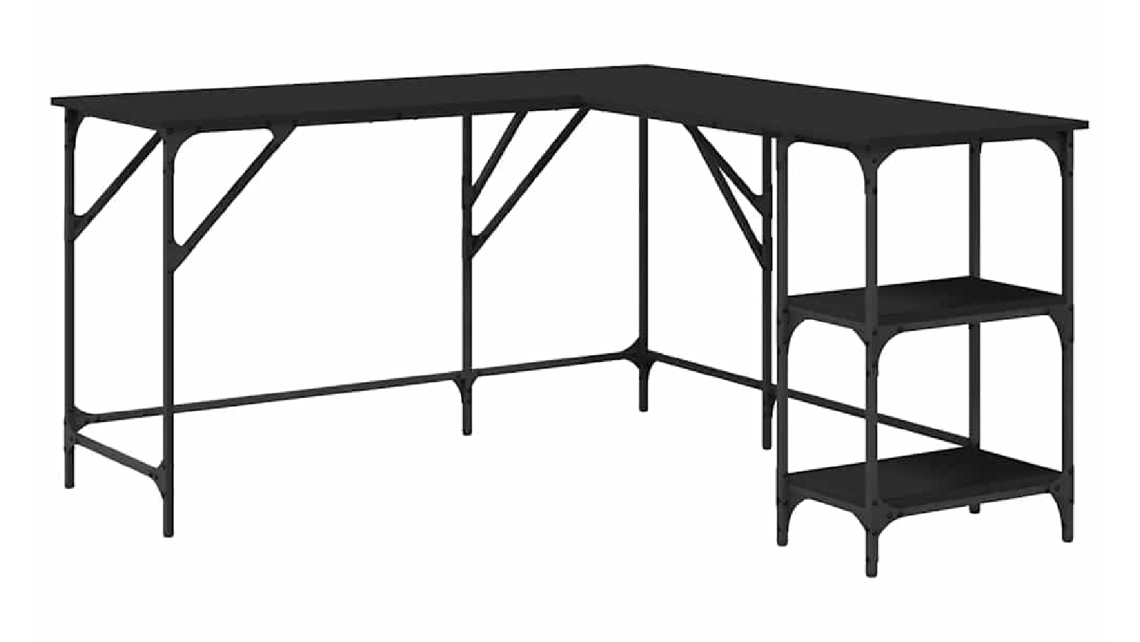 vidaXL 139 x 139 x 75cm Engineered Wood Desk - Black 