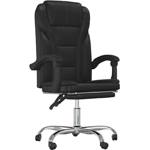 VidaXL Reclining Office Chair Faux Leather - Black