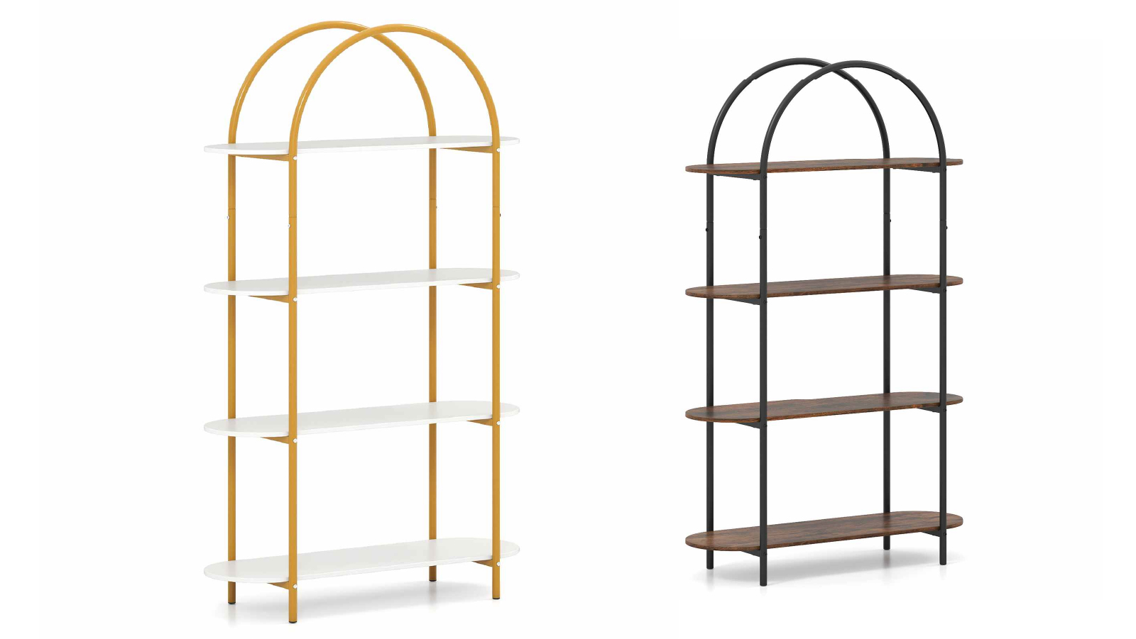 Costway  4 Tier Metal Frame Arched Bookshelf