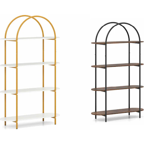 Costway 4 Tier Metal Frame Arched Bookshelf