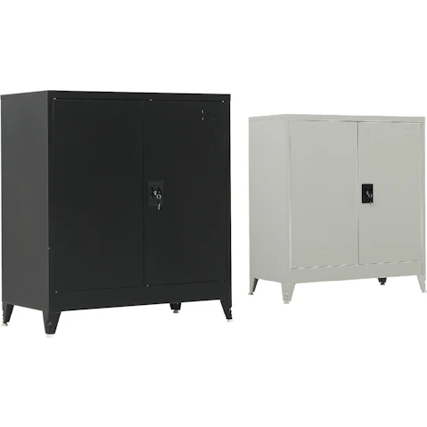 Randy and Travis Machinery Two Door Metal Short Cabinet Shelf with legs Storage for Home Office Gym