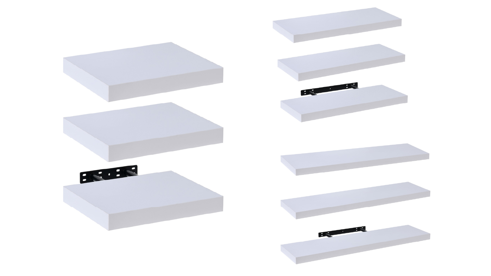 Takara 3 Set of White Seiso Floating Wall Shelves Display Rack 
