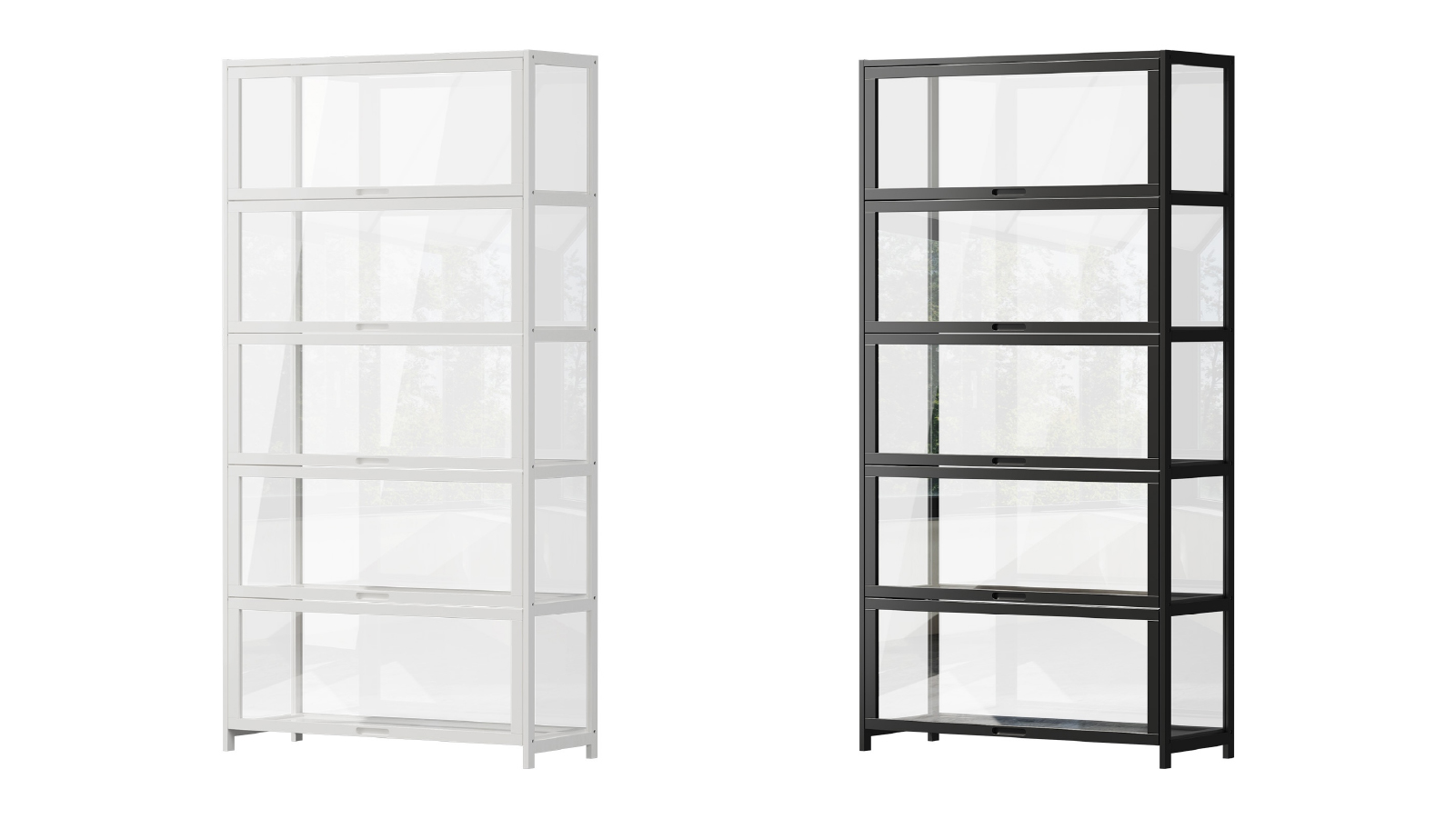 Oikiture 5 Tier Shelves Tall Clear Bookcase Rack 
