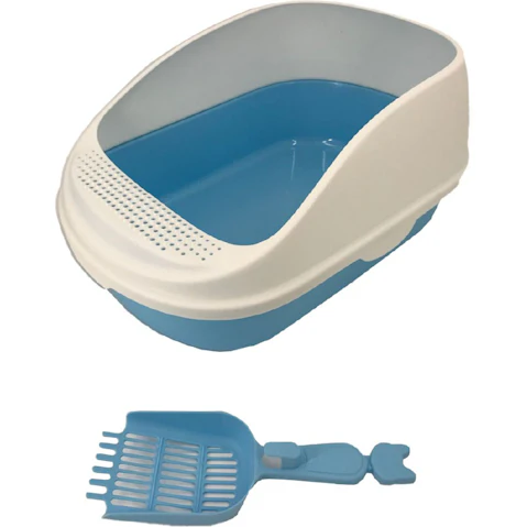 YES4PETS Large Portable Cat Toilet Litter Box Tray House with Scoop - Blue