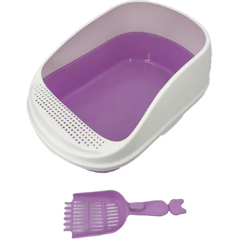 YES4PETS Large Portable Cat Toilet Litter Box Tray House with Scoop - Purple