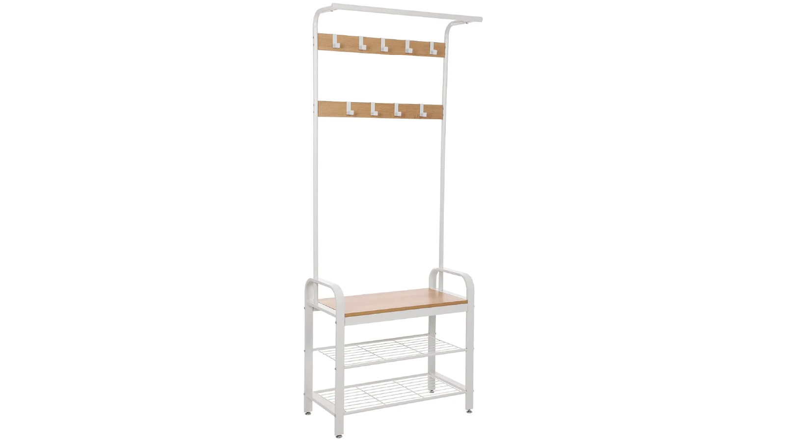 Vikus Hall Tree Free standing coat rack with removable hooks - Metal, Cream