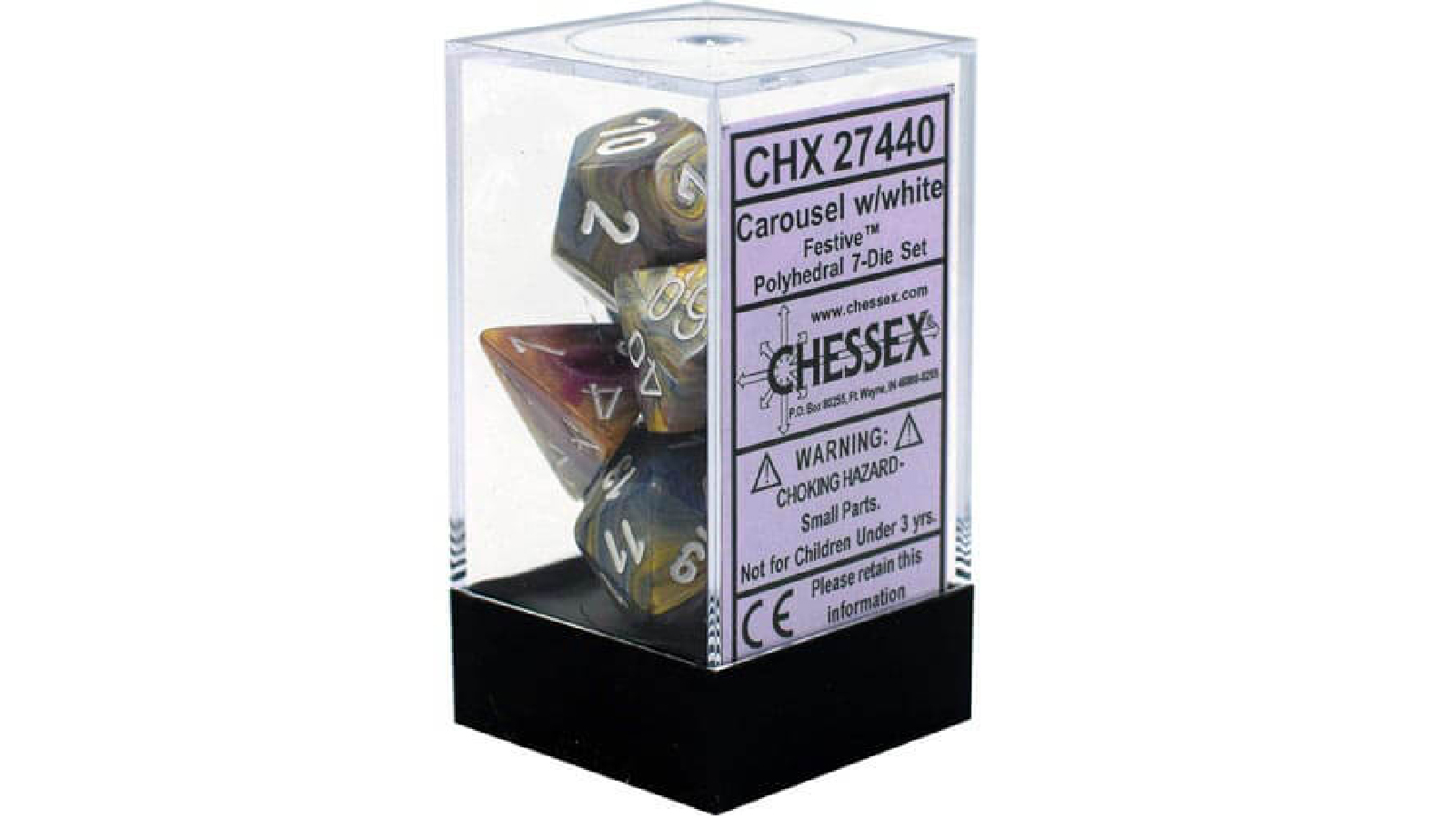 Chessex Fest Polyhedral 7-Die Set - Carousel/White