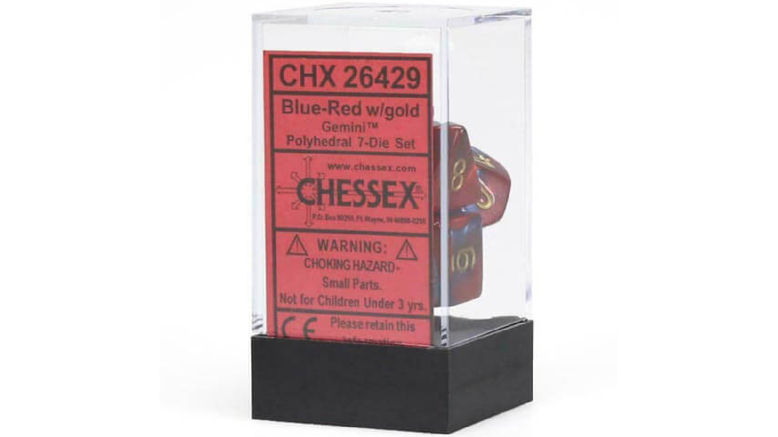 Chessex Gemini Blue Red With Gold Polyhedral 7 Die Set