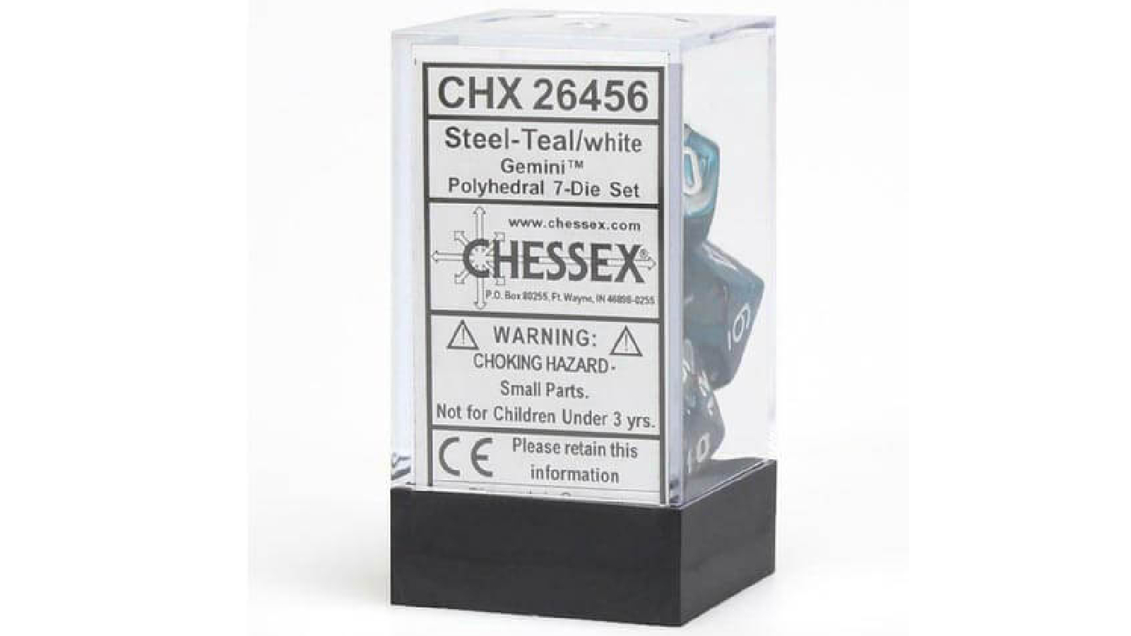 Chessex Gemini Steel Teal With White Polyhedral 7 Die Set