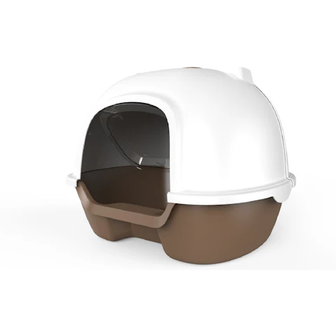 YES4PETS Cat Toilet Litter Box Portable Hooded Tray House with Handle and Scoop - Brown