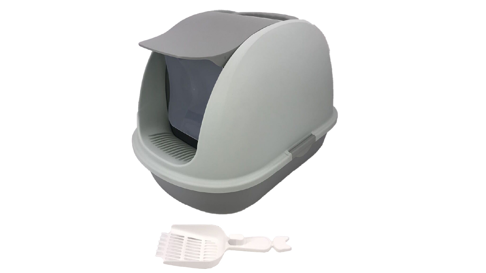 YES4PETS Extra Large Portable Hooded Cat Toilet Litter Box Tray House with Charcoal Filter and Scoop - Grey