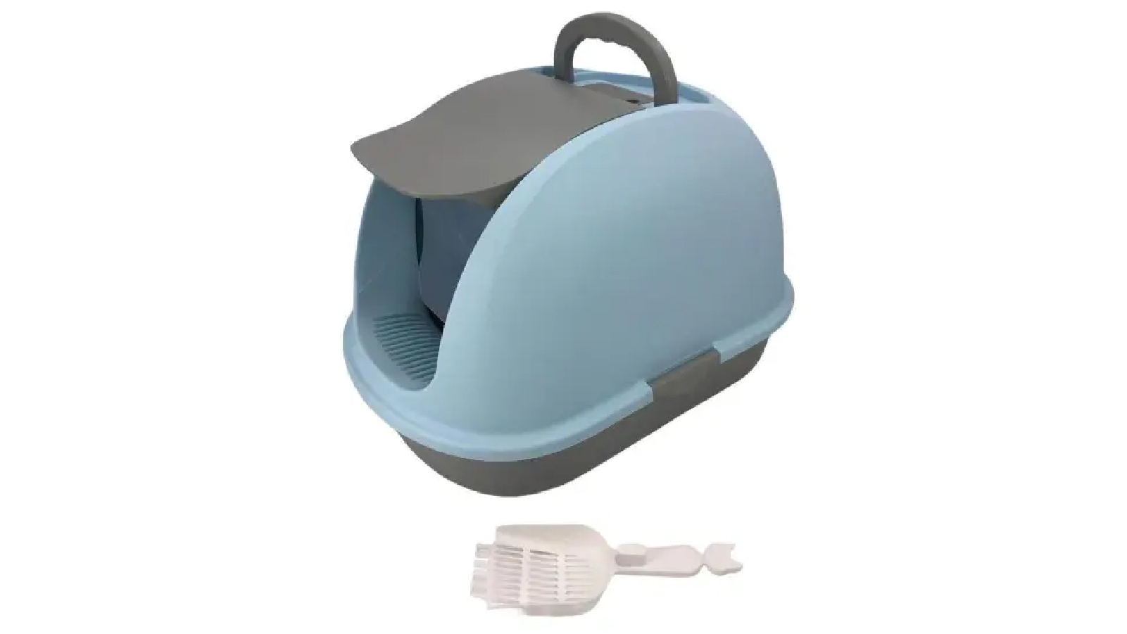 YES4PETS Extra Large Portable Hooded Cat Toilet Litter Box Tray House with Charcoal Filter and Scoop - Blue