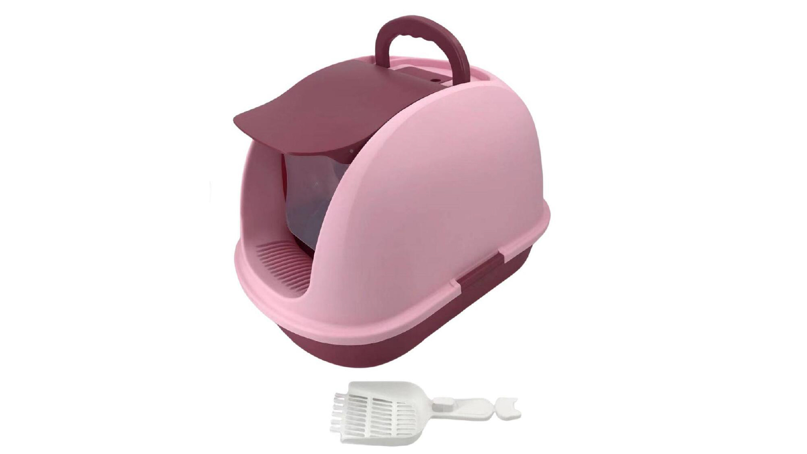 YES4PETS Extra Large Portable Hooded Cat Toilet Litter Box Tray House with Charcoal Filter and Scoop - Pink