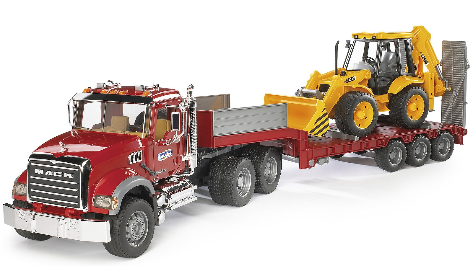 Bruder Construction Mack Granite Low Loader And JCB 4CX