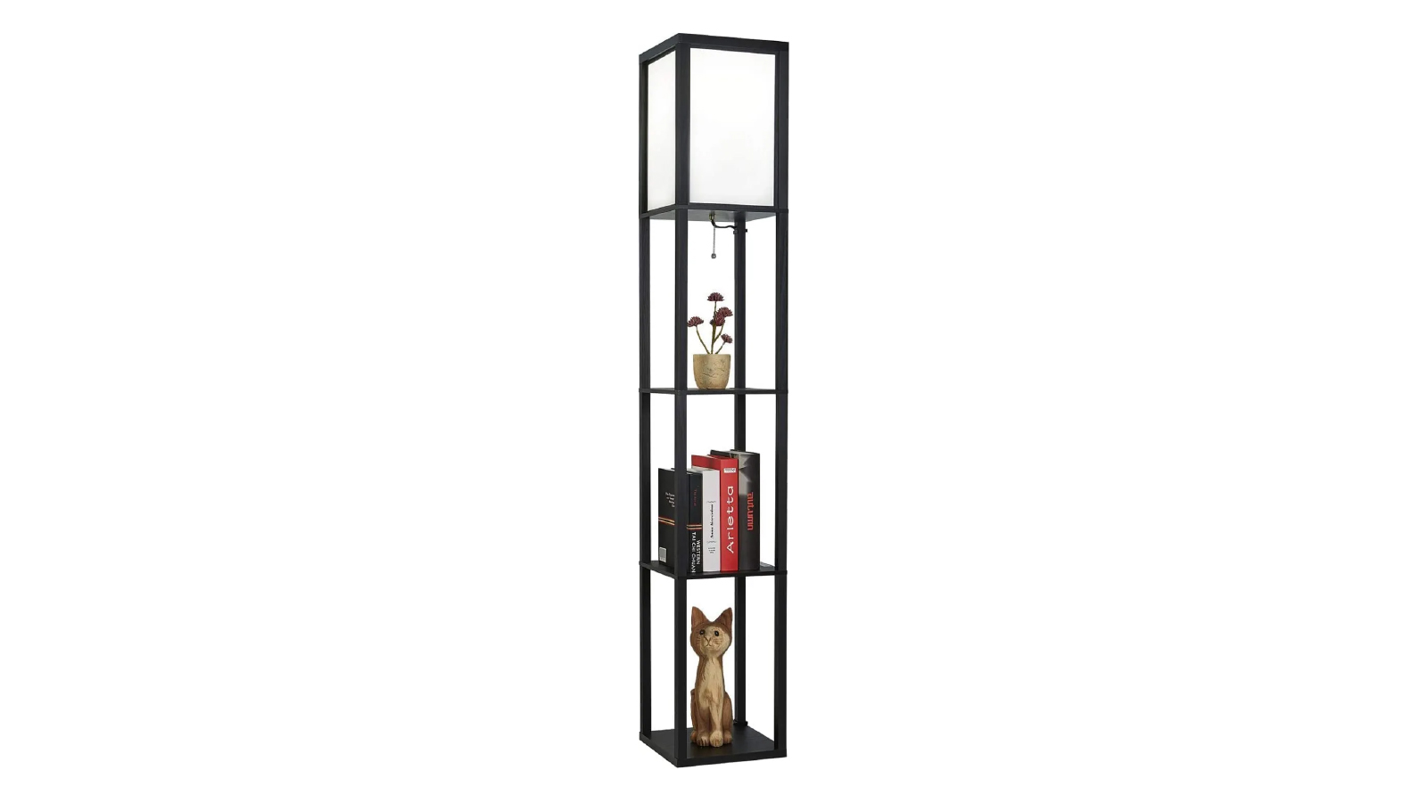 Vikus LED Shelf Floor Lamp with Shelves - Black