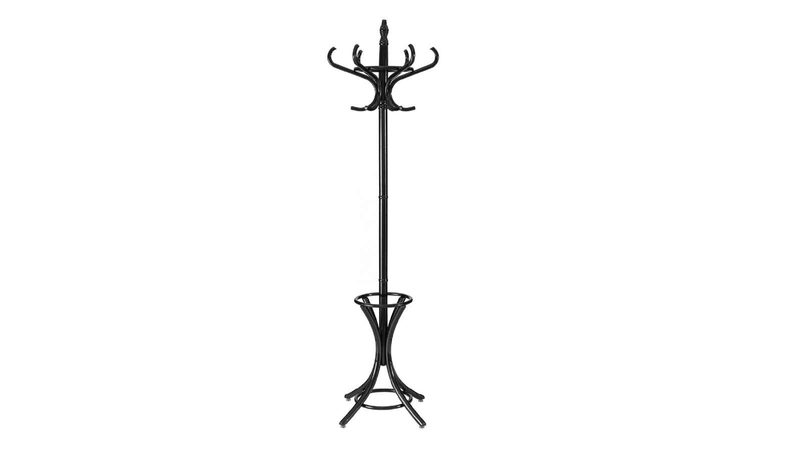 Costway 12 Hook Wood Coat & Hat Rack Clothes Stand Storage Tree Shelf for Living Room Bedroom - Black