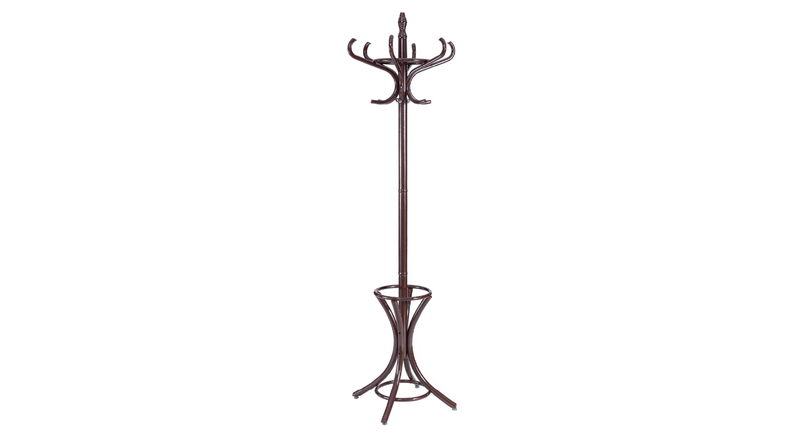Costway 12 Hook Wood Coat & Hat Rack Clothes Stand Storage Tree Shelf for Living Room Bedroom - Brown