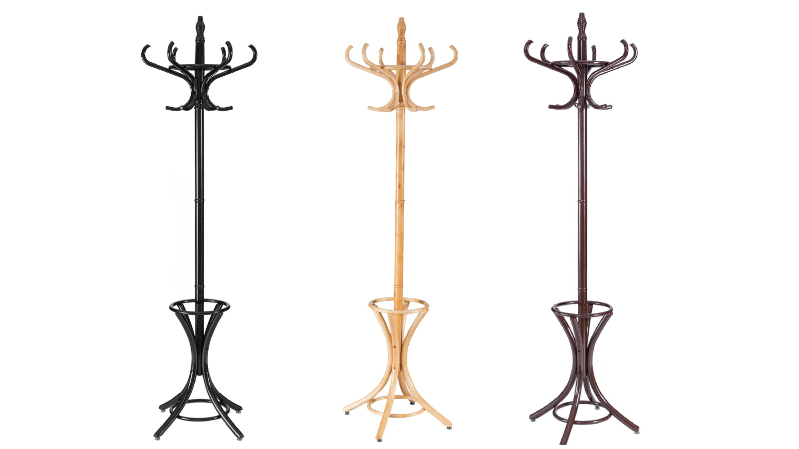 Costway 12 Hook Wood Coat & Hat Rack Clothes Stand Storage Tree Shelf for Living Room Bedroom