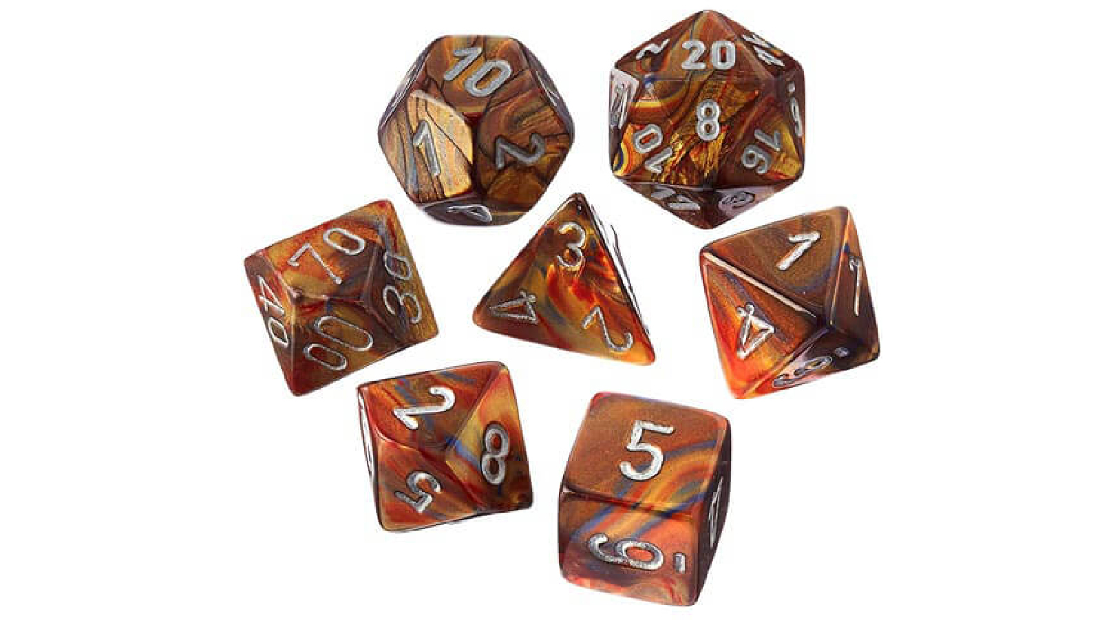 Chessex Luststrous Polyhedral D7 Die Set (7 Dice) - Gold/Silver
