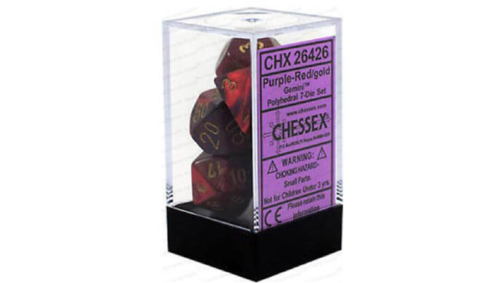 Chessex	D7 Die Set Gemini Poly (7 Dice) - Purple-Red/Gold