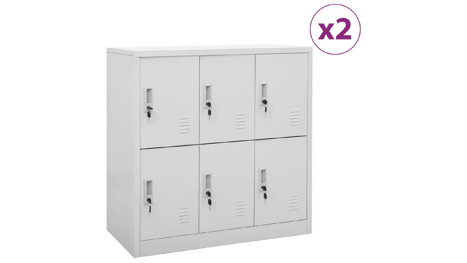 VidaXL 2 Piece 90 x 45 x 92.5 cm Steel Locker Cabinets With 6 lockers - Light Grey