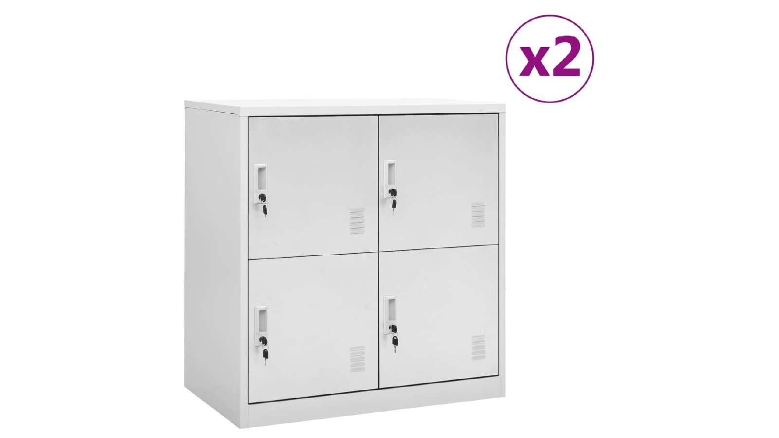 VidaXL 2 Piece 90 x 45 x 92.5 cm Steel Locker Cabinets With 4 lockers - Light Grey