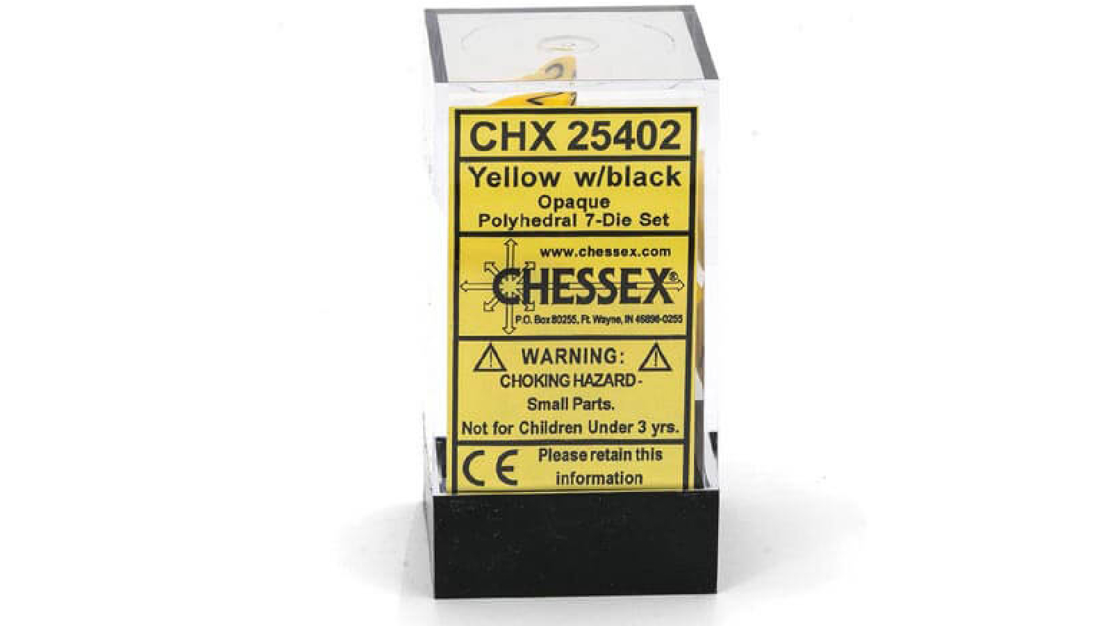 Chessex Yellow and Black Opaque Polyhedral 7 Die Set