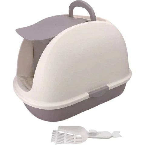 YES4PETS Extra Large Portable Hooded Cat Toilet Litter Box Tray House with Charcoal Filter and Scoop - White