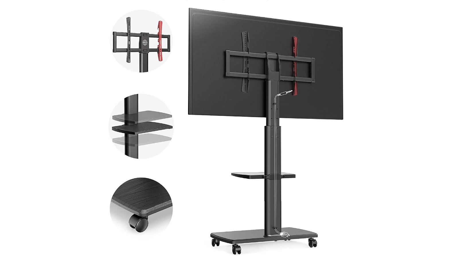 Vikus 32 to 65 Inch Rolling TV Stand on Wheels | Harvey Norman
