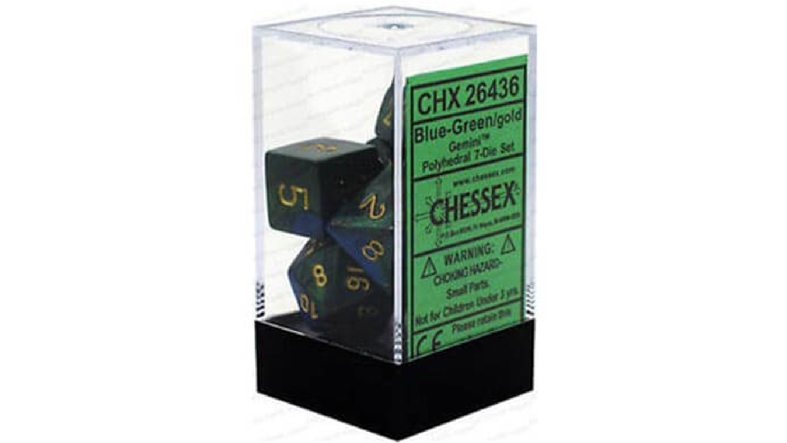 Chessex Gemini Blue Green With Gold Polyhedral 7 Die Set