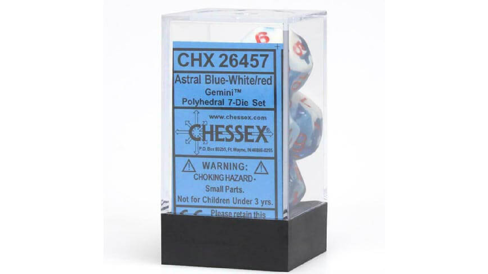 Chessex Gemini Blue White With Red Polyhedral 7 Die Set