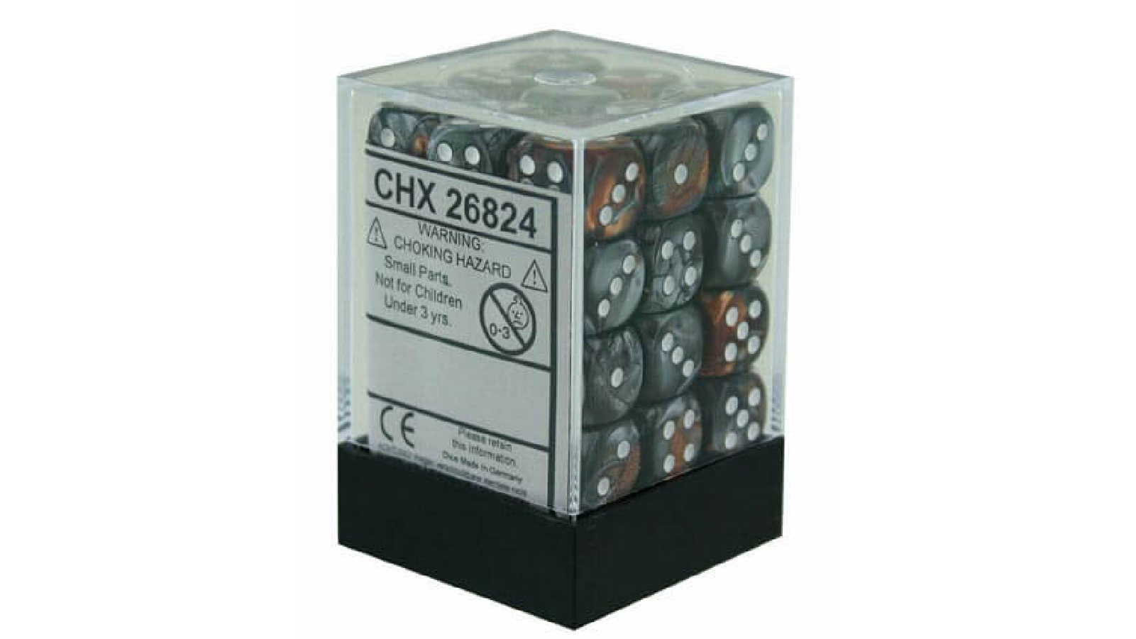 Chessex	D6 Dice Gemini 12mm (36 Dice) - Copper-Steel/White