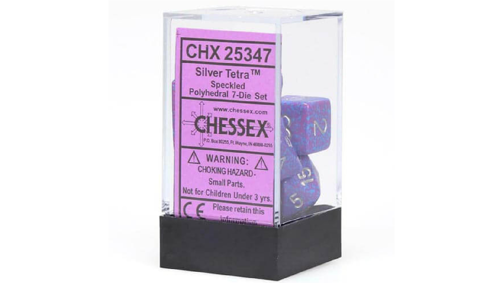 Chessex Silver Tetra Speckled Polyhedral 7 Die Set