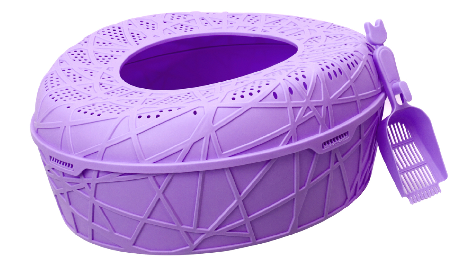 YES4PETS Extra Large Portable Cat Toilet Litter Box Tray House with Scoop - Purple