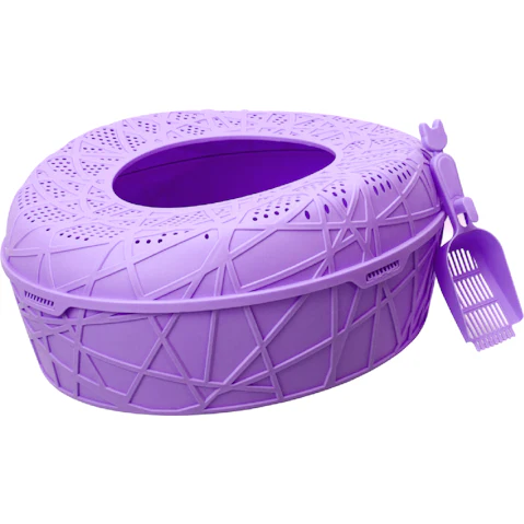 YES4PETS Extra Large Portable Cat Toilet Litter Box Tray House with Scoop - Purple