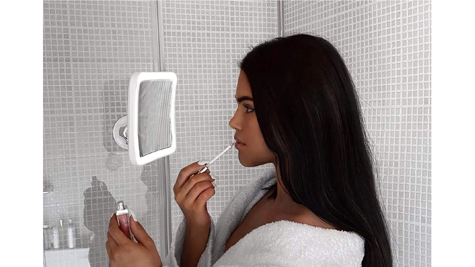 Vikus 10x Magnifying Mirror with LED Lights, Dimmable Touch Light, Cordless, Locking Suction Mount, Travel