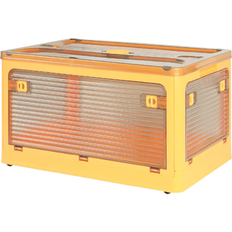UB International Small Storage Box Stackable Clothes Container Closet Organizer 5 Side Open Wheels - Yellow