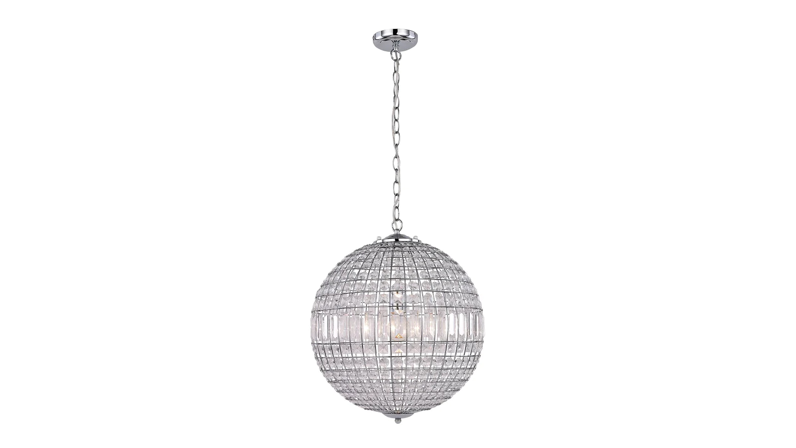 Luminea Large Kamala Glass Drop Modern Pendant Lamp Light - Chrome Clear