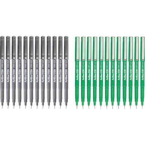 Artline Box of 12 0.02cm 220 Fineline Pen Extra Fine