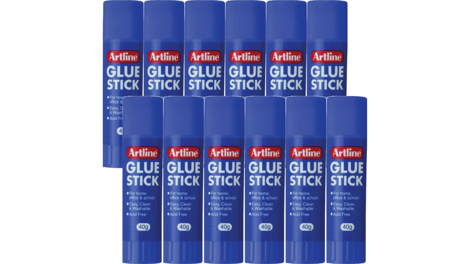 Artline Pack of 12 Clear Glue Stick - 40g