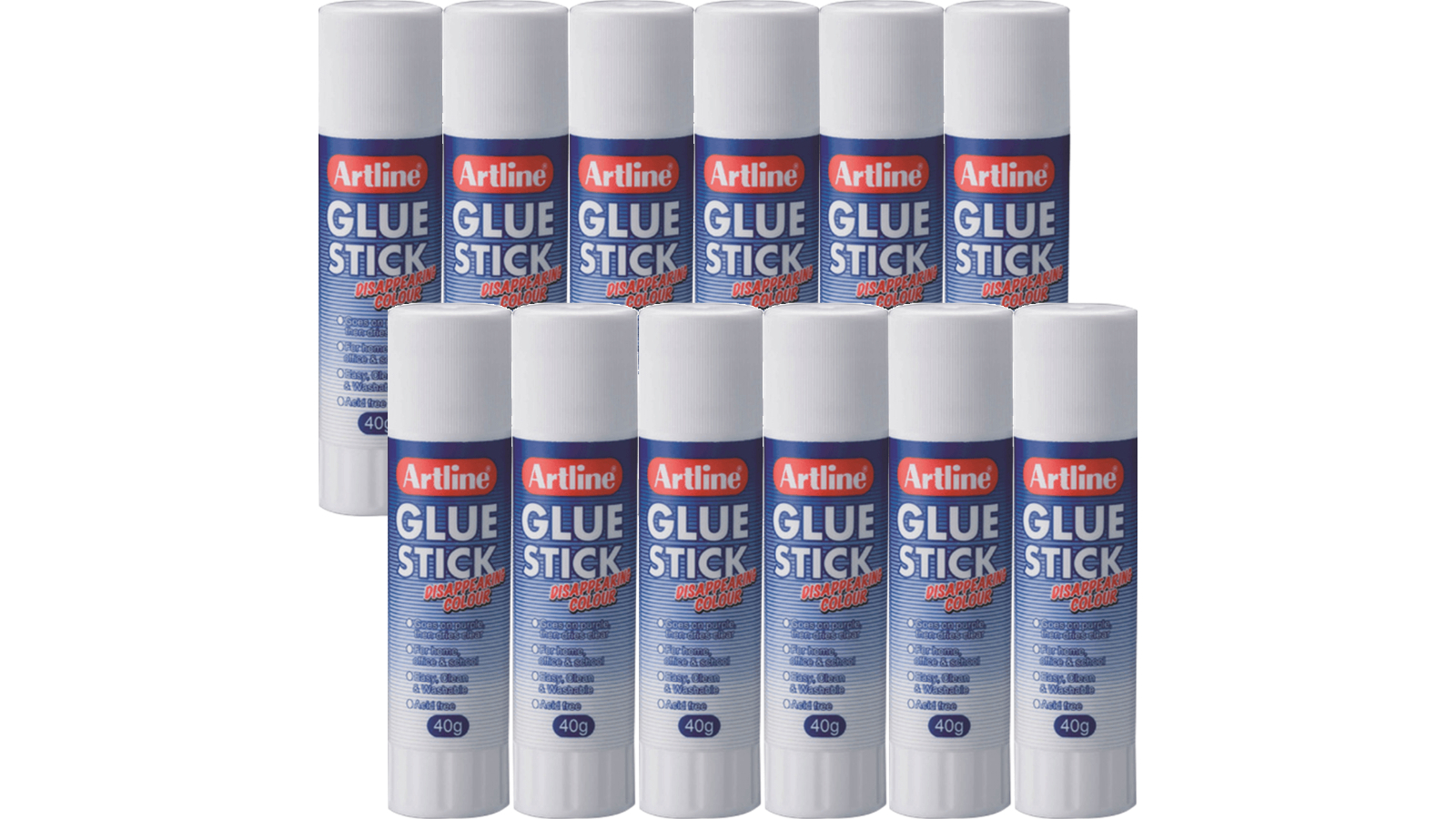 Artline Pack of 12 Purple Disappearing Glue Stick - 40g
