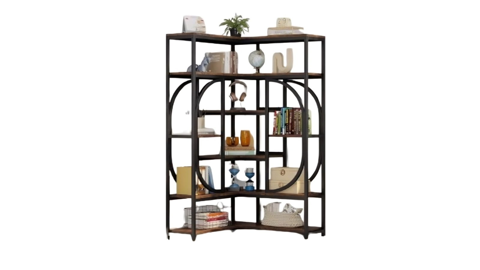 Pretty & Practical 7-Tier Geometric Corner Bookshelf 